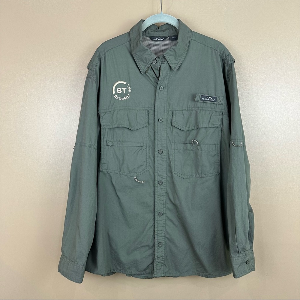 Eddie Bauer Men’s Green Fishing Gorpcore Outdoors Shirt Large BT Redimix EB606